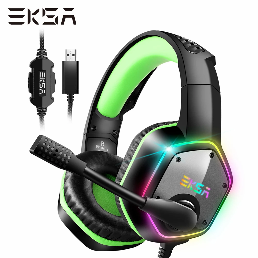 Cancelamento de Ruído Fone de Ouvido pc para Ps4 com Luz Eksa Gaming Headset Surround Sound Wired Gamer Rgb Mic E1000 7.1