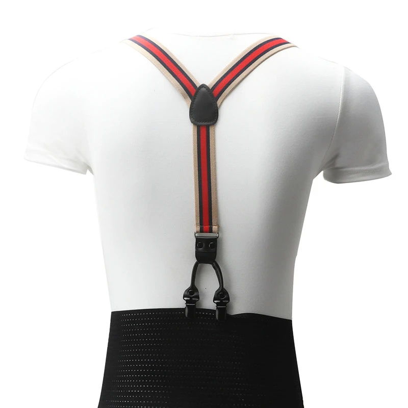 3 см ширина мужские унисекс подтяжки 6 зажимов полосатая пряжка с покрытием