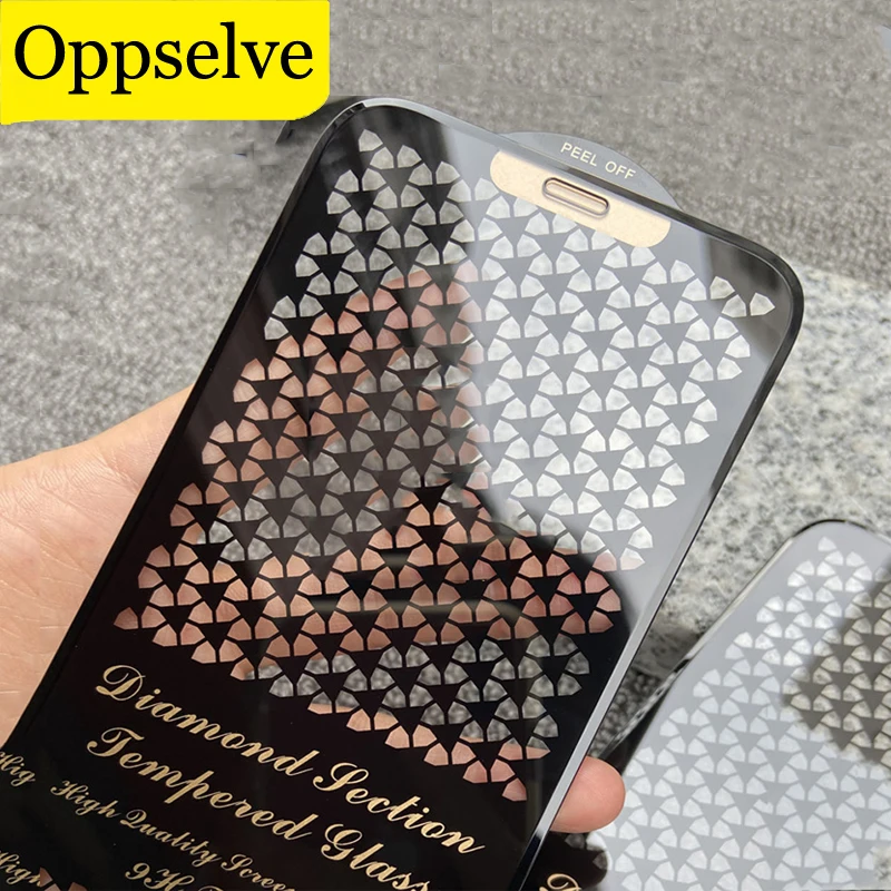 Алмазное закаленное стекло для iPhone 13 12 Pro Max Mini 11 XS X XR 7 8 Plus противоскользящая