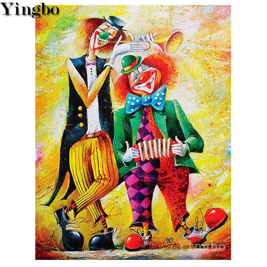 

5D DIY Diamond Painting Funny clown picture Of Rhinestones cross stitch Kits Diamond Embroidery Full Drill Square Mosaic Decor