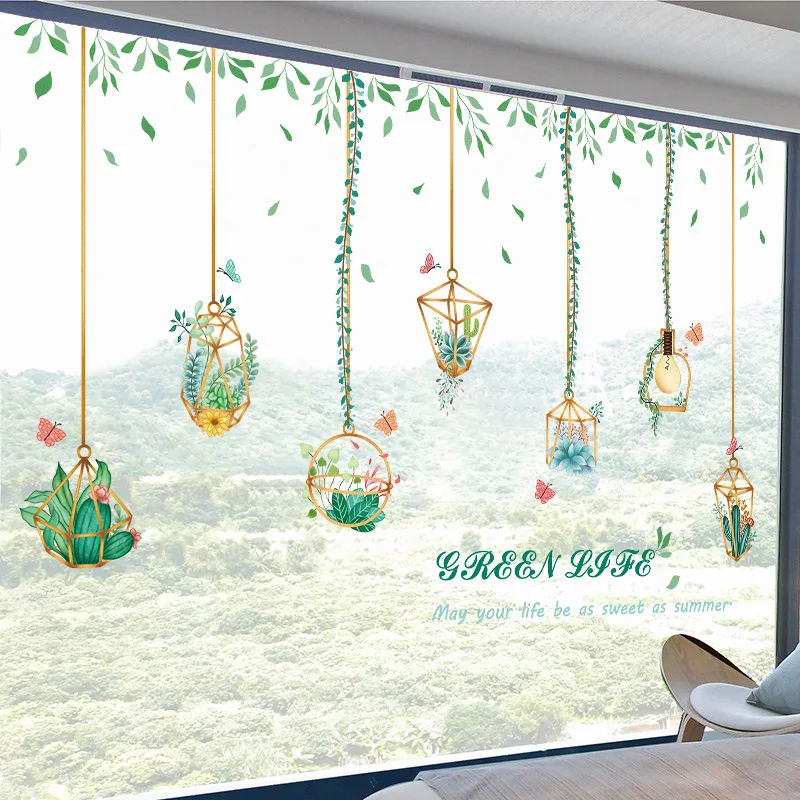 Креативная Наклейка на стену с растением для спальни декоративная настенная