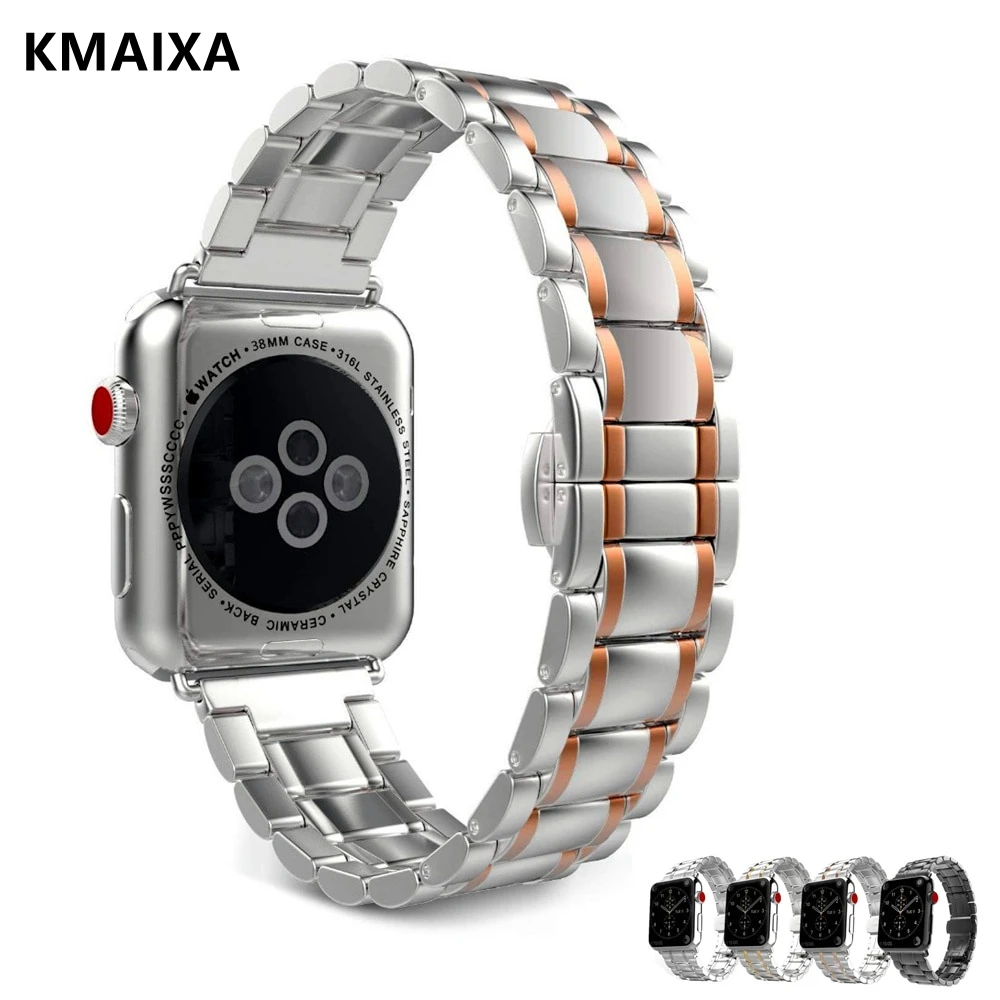 

Stainless Steel strap For Apple watch band 44 mm 42mm 41mm 45mm Butterfly Metal Link bracelet band iWatch 5 4 3 2 se 6 7