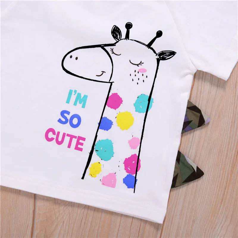 

Summer baby Suits baby boy Clothing Set for Boys Cute giraffe Cartoon Clothes Set Cotton Top+Shorts Kids Clothes Outfits