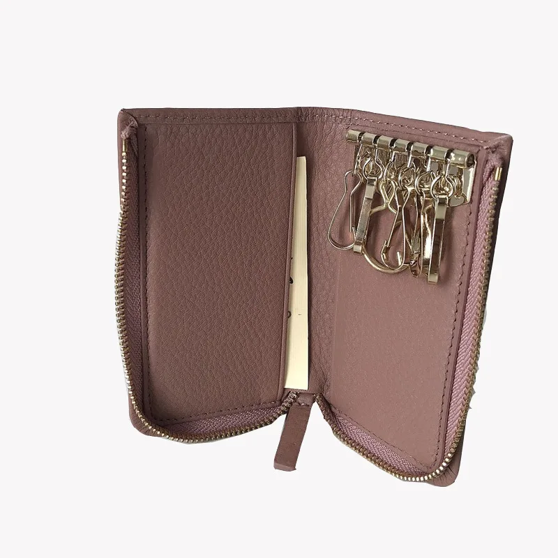 

Simple Versatile Imported First Layer key Case Zipper Money Card Case Cowhide Candy color small unisex Wallet