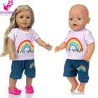 43 см детская кукла Радуга футболка джинсы брюки 18 дюймов девочка кукла одежда игрушки куклы одежда
