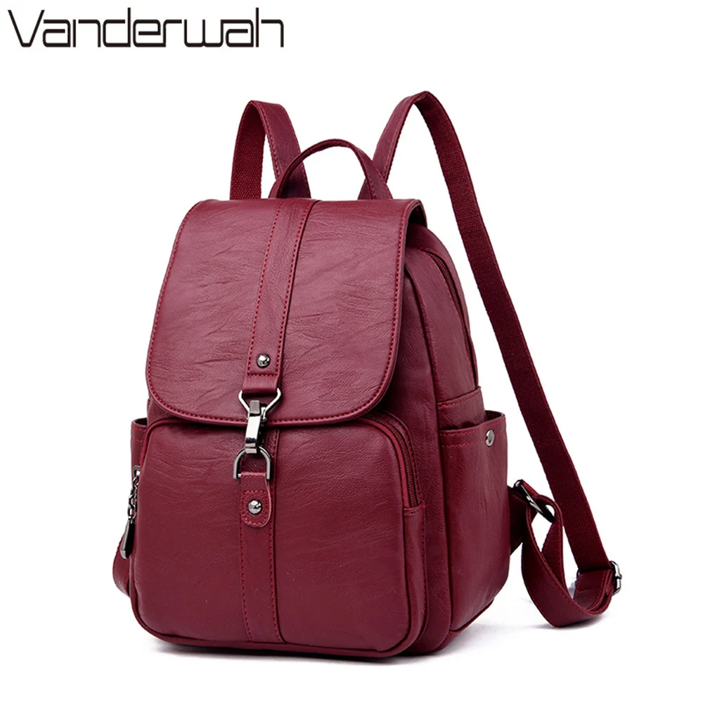 Женский кожаный рюкзак в классическом стиле школьный для девочек подростков 2019| |