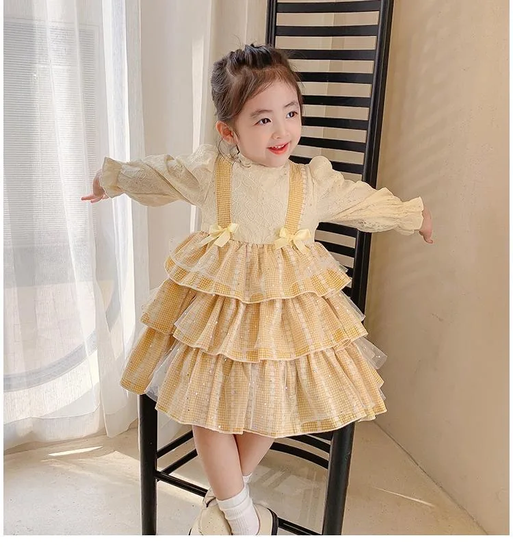 

Kids dress baby long sleeve princess party dress shining design vintage design kids dresses 90-140