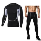 Мужской удобный костюм для фитнеса, камуфляжная быстросохнущая рубашка с принтом и брюки, мужской спортивный костюм # g30