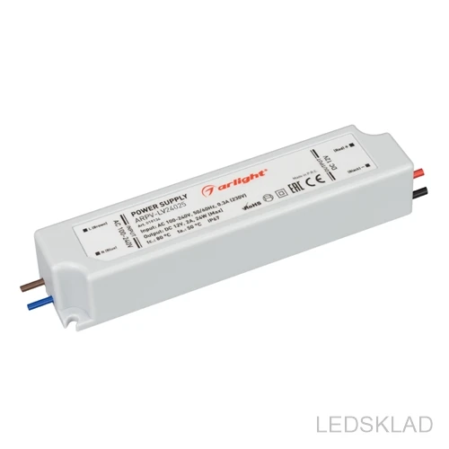 018136 Блок питания ARPV LV24025 (24V 1.0A 24W) (ARL IP67 Пластик 2 года) 1шт. Arlight|Новизна освещения| |