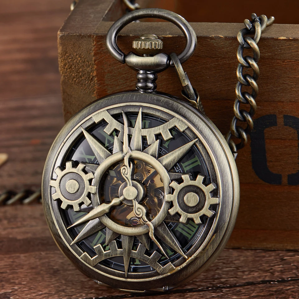 Механические карманные часы в стиле ретро с гравировкой винтажные цепочка