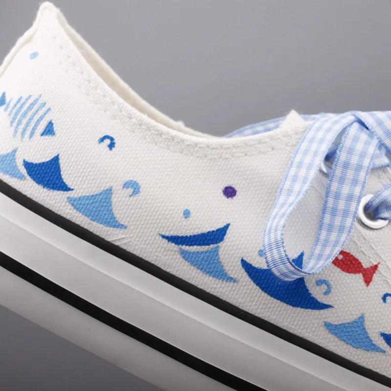 Женские холщовые туфли с принтом плоская подошва высокие Вулканизированная