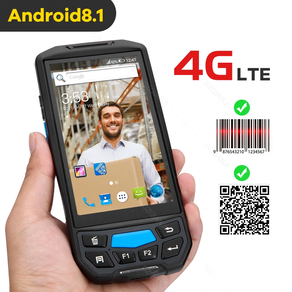 Портативный POS терминал 1D/2D QR сканер штрих кода Bluetooth Wi Fi КПК Android 8 1 беспроводной