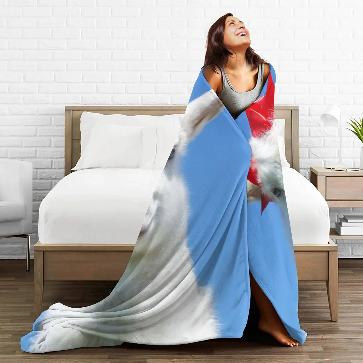 

animal 3D printing printed blanket bedspread blanket retro bedding square picnic wool soft blanket Goat