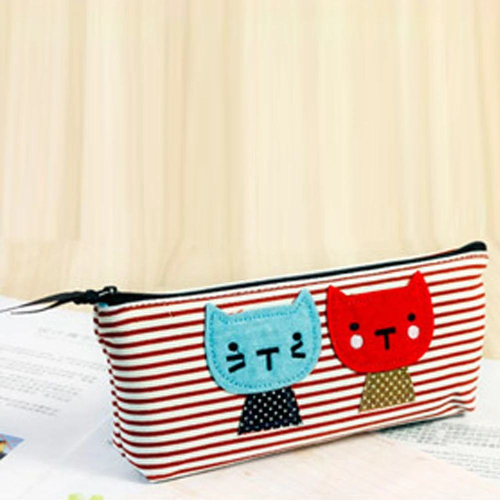

Student Stationery Cute Zipper Key School Gift Makeup Brush Coin Canvas Pencil Bag