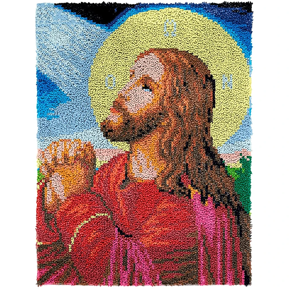 

Latch hook rug kit Embroidery plastic canva for adult Carpet kit with large hook needlework do it yourself Religion Tapestry