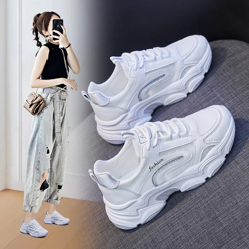 Летняя новая дышащая Студенческая сетчатая обувь для пожилых женщин модная