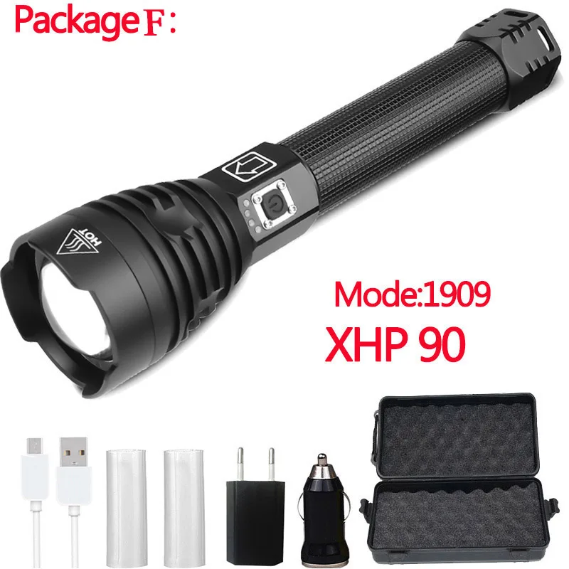 Litwod Z90 XHP90 XHP50 мощный светодиодный светильник-вспышка, мощный фонарь, тактический светильник-вспышка для охотничьего кемпинга 26650/18650 с батареей - Испускаемый цвет: Package F