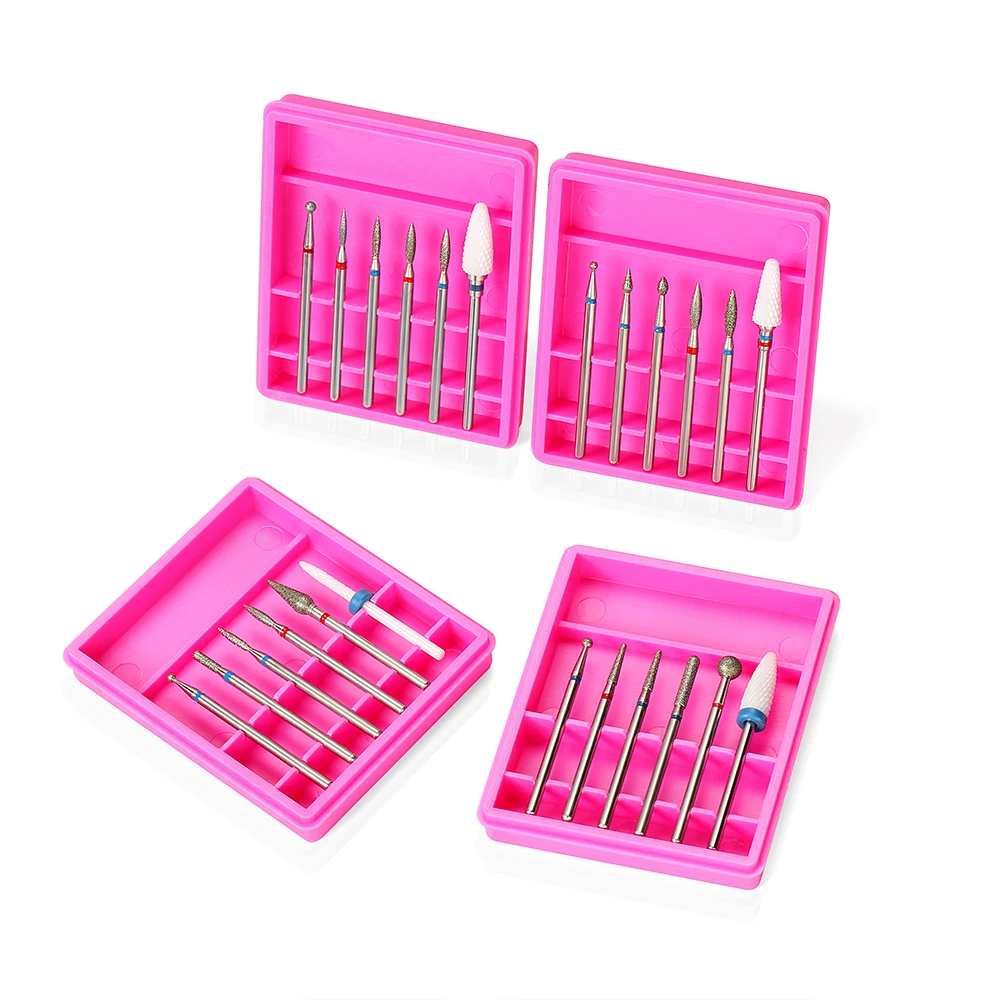 6/7 шт алмазные сверла для ногтей набор карбидных фрезов радужные кисти маникюра