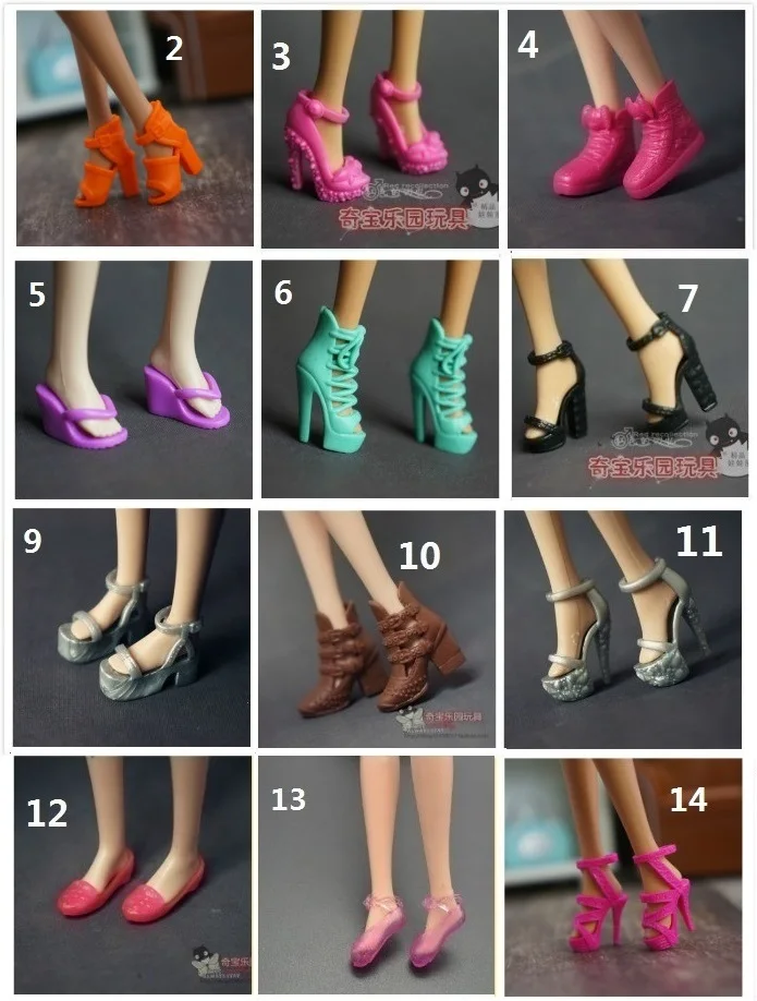 Оригинальная обувь для куклы Барби 10 пар/лот аксессуары 1/6 lalki Princess zapatos pullip bonecas