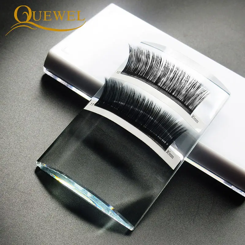 Поддон Quewel для накладных ресниц прозрачный стеклянный поддон с U образным/прямым