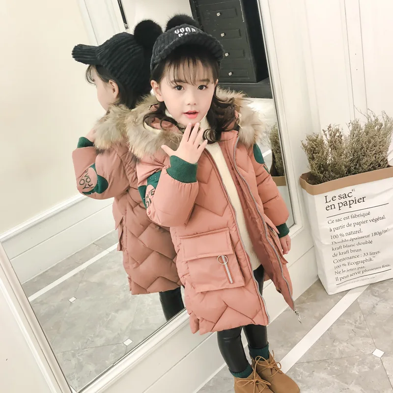 Пуховики для девочек теплая верхняя одежда малышей плотные пальто ветрозащитные