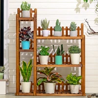 plant stand outdoor furniture 4 layer large capacity garden solid wood solid plant shelf floral shop floor standing flower rack