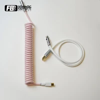 fbb cables type c handmade customized mechanical keyboard data cable for gmk theme sp keycap line olivia pink and white colorway