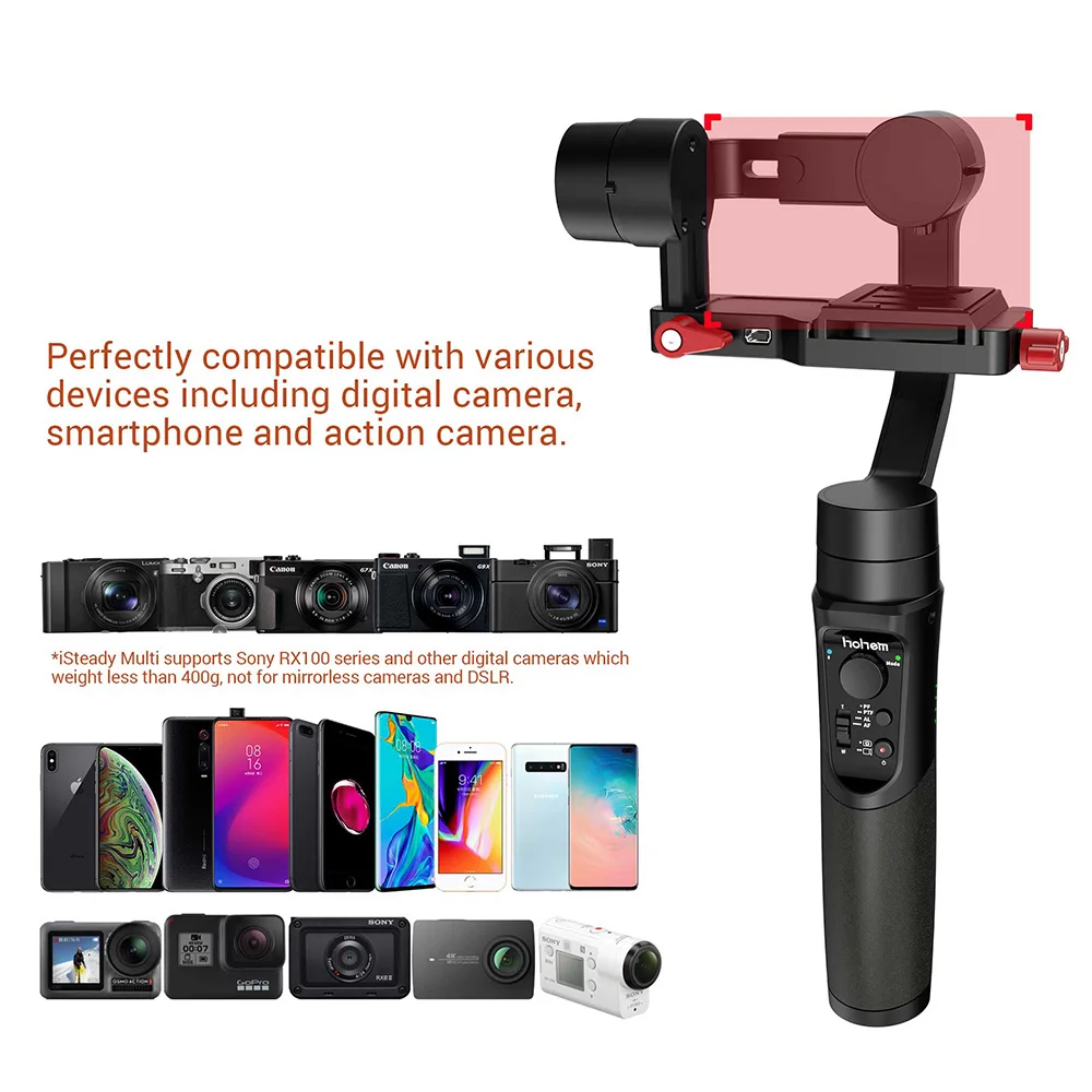 Hohem iSteady мульти 3-осевой ручной шарнирный стабилизатор для камеры GoPro для sony RX100 серии цифровой Камера GoPro экшн Камера смартфон