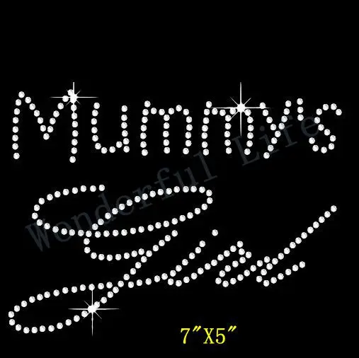 

Free Shipping Mummy's Girl Rhinestone Diamante Transfer Hotfix Iron on Applique with Free Gift for Clothing