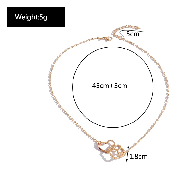 

Hollow Pet Paw Footprint Heart Necklaces for Women Cute Animal Dog Cat Bear Pendant Necklace Girls Jewelry Accessories