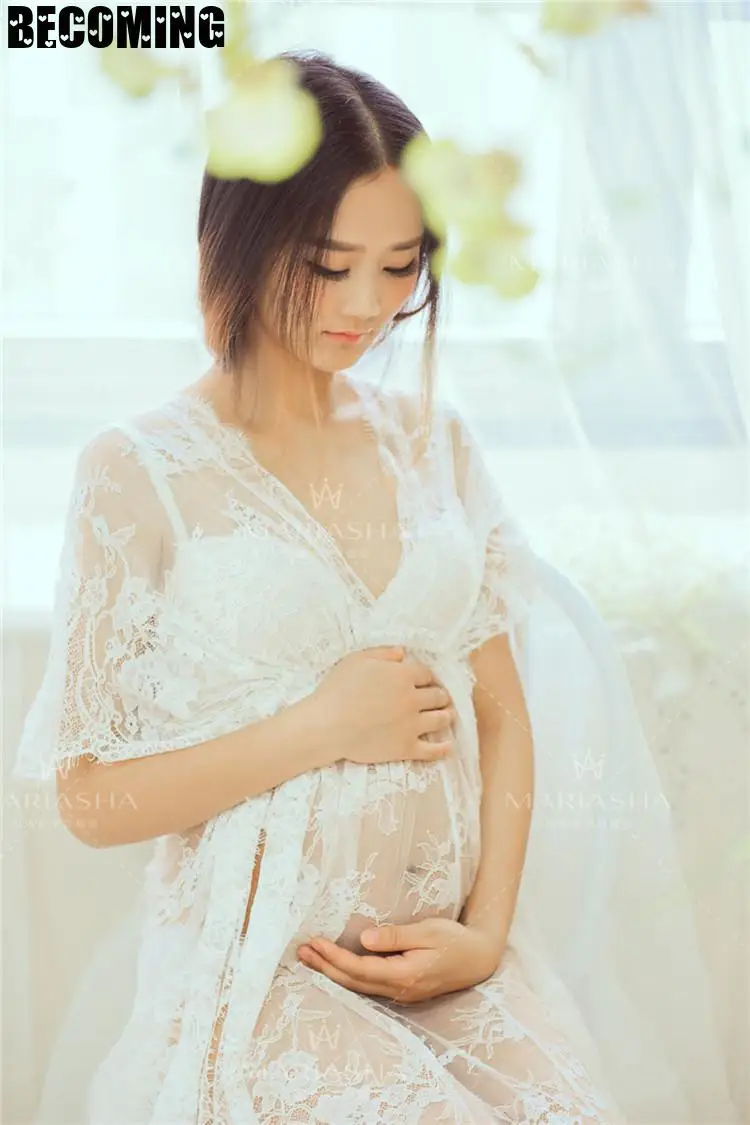 Платье для беременных фотосессии женщин Белое и черное платье фотосъемки