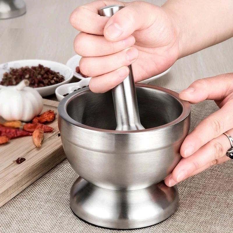 

Mortar Pestle Pugging Pot Garlic Spice Grinder Stainless Steel Pharmacy Herbs Bowl Mill Grinder Crusher Gadgets Kitchen Tools