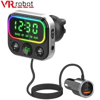 vr robot bluetooth car fm transmitter wireless handsfree car kit adapter mp3tfu disk stereo audio player with fast usb charger