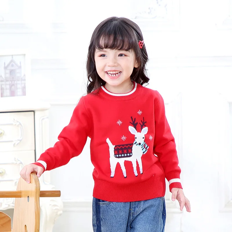 Рождественский свитер для маленьких девочек На каждый день вязаный с