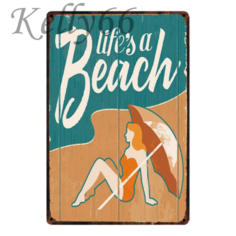 [ Kelly66 ] BEACH Metal Sign Tin Poster Home Decor Bar Wall Art Painting 20*30 CM Size Dy36 | Дом и сад