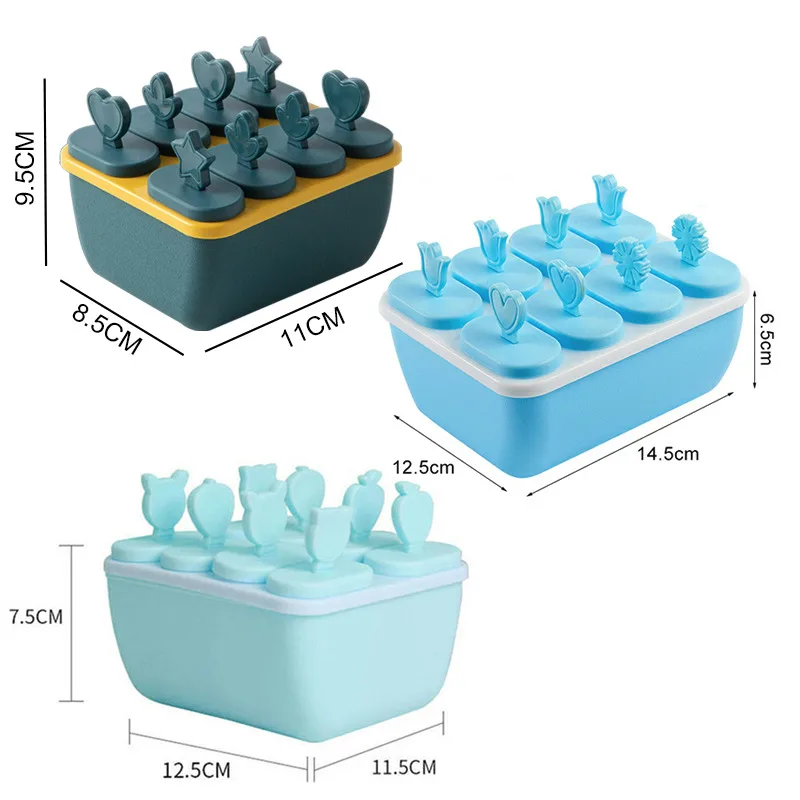 

New 8 Cell Silicone Molds Ice Cream Chocolate Molds Ice Cube Tray Food Safe Popsicle Maker DIY Homemade Freezer Ice Lolly Mould