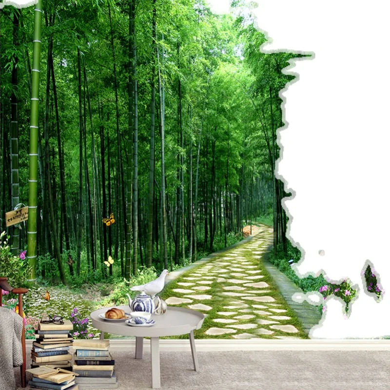 3D трехмерные обои с бамбуковым лесом пасторальный природный пейзаж гостиная