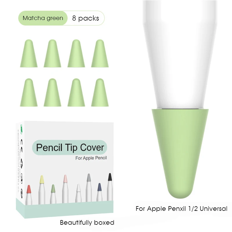 Green 8 шт. один цвет мягкий силиконовый сменный наконечник подходит для Apple Pencil 1-й 2-й Высокочувствительный стилус запасная ручка для карандаша 2 - Цвета: Green