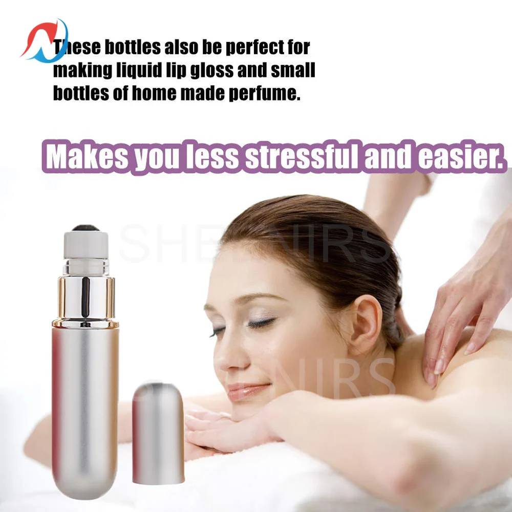 

24pcs 6ml Metal Shell Roll-on Bottle with Stainless Rollers leakproof steel roller ball glass roll on perfume bottles for travel