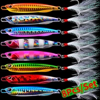 8 pcsset jigging lure lot bait fishing lures metal spinner spoon fish bait jigs japan fishing tackle pesca bass tuna trout hot