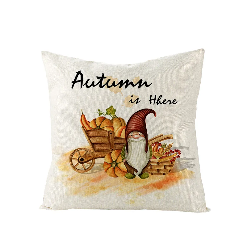 

Linen Pillow Cover Autumn Pumpkin Printing Sofa Cushion Home