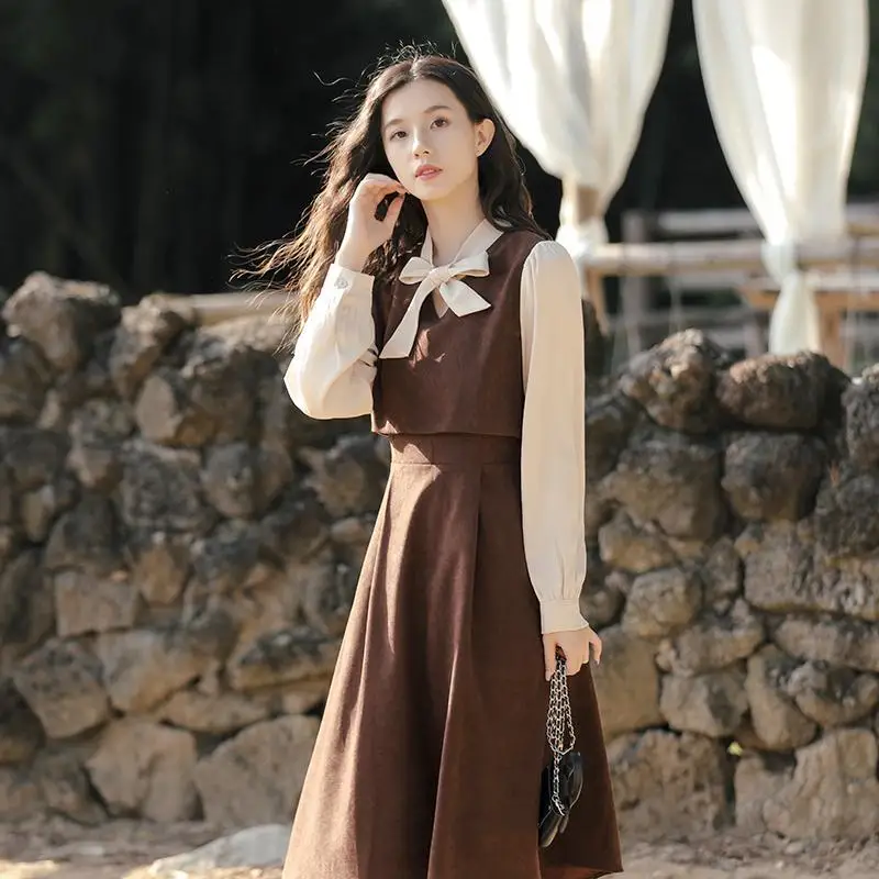 

Women 2021 Autumn Winter New Vintage Corduroy Dresses Female Elegant A-line Dress Party Long Sleeve Fashion Slim Vestidos S994
