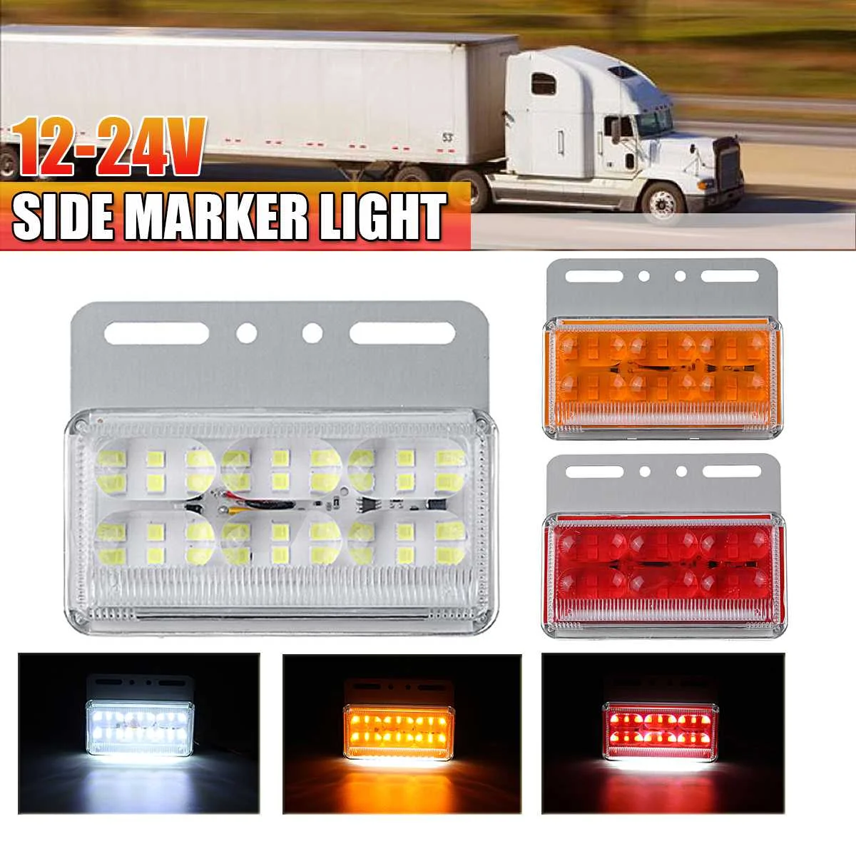 

Светодиодный, боковой, габаритный фонарь 12V - 24V грузовик с прицепом габаритными задними фонарями указателя сигнальная лампа с мигающей функ...