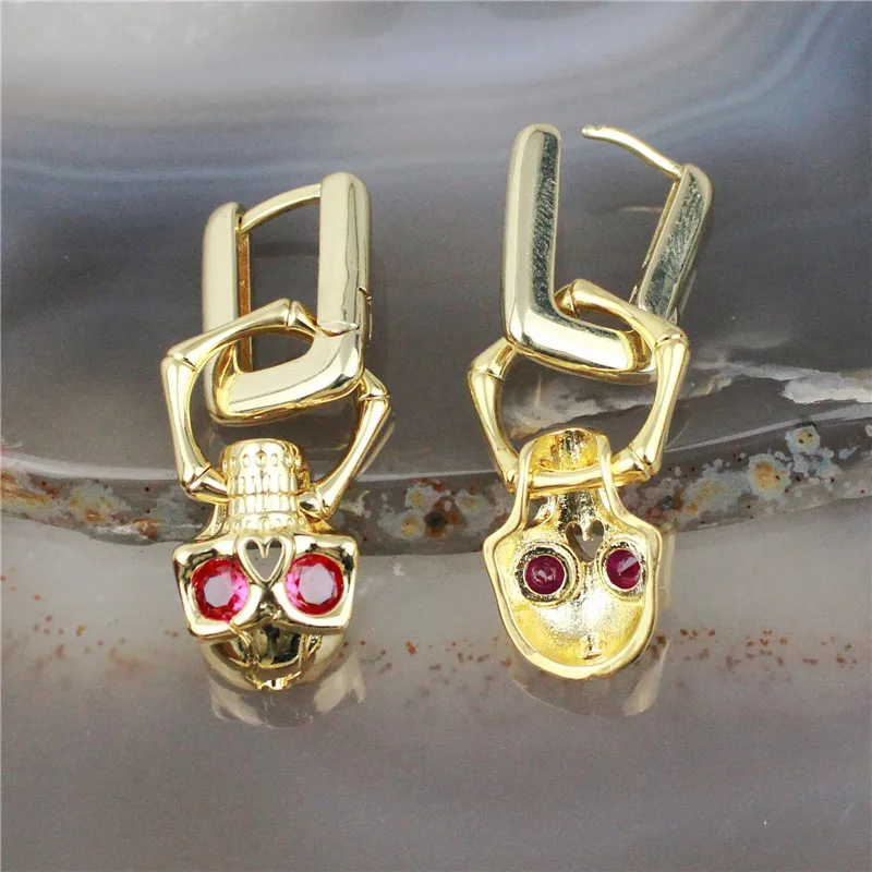 5 пара/лот Модные cz серьги в виде красочного черепа форма фианит компонент