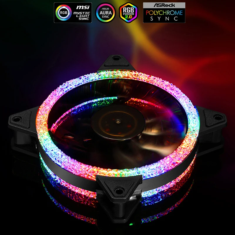 Кулер для ПК чехол вентилятор 120 мм Алмазный Rgb 3Pin большой 4Pin бесшумный 11 лопастей