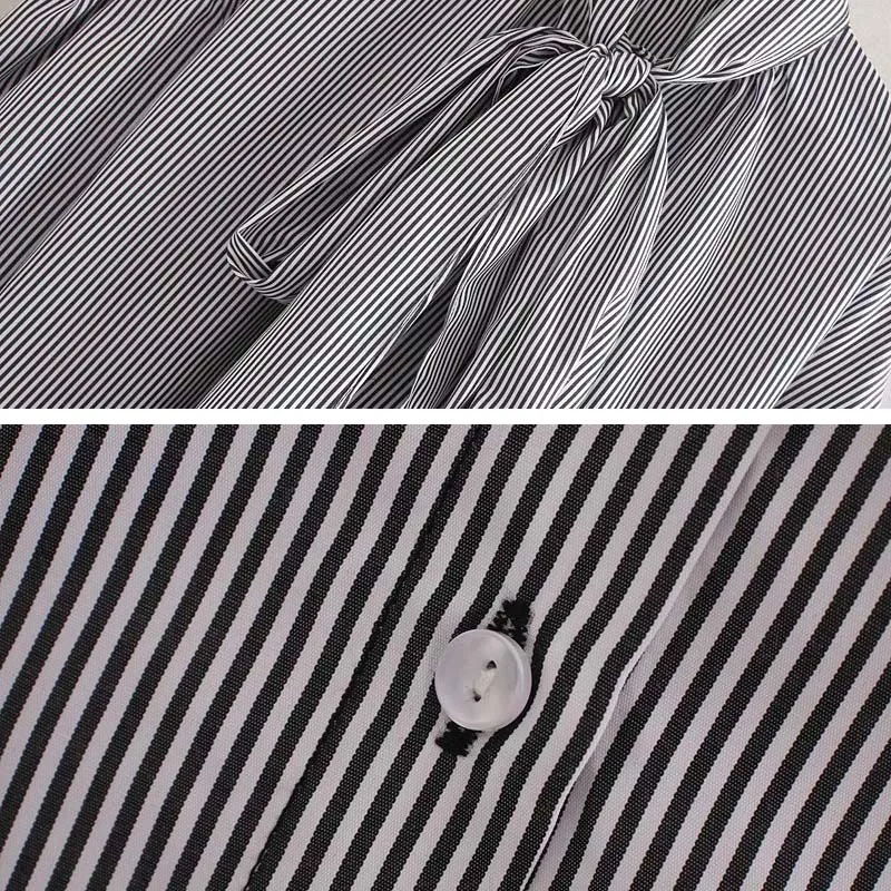

Women strip blouse With bow 2019 New arrival Fashion Puff sleeve Loose Female shirt Holiday style Vintage tops YNZZU YT739