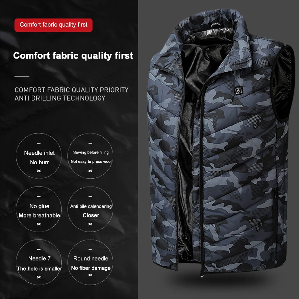 

Smart Heated Jacket Fashion Men Intelligent USB Charging Electric Waistcoat Zipper Heating Thermal Vest Winter Warm Clothes