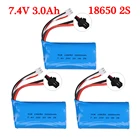 Аккумулятор Lipo 2S 18650 для WPL MN99S D90 U12A S033g Q1 H101 SM, батарея 7,4 В для радиоуправляемых лодок, автомобилей, танков, дронов, запчасти 7,4 В, батарея 3000 мАч