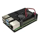 Алюминиевый Чехол для Raspberry Pi 4 с двойным охлаждающим вентилятором, металлический корпус, черный корпус для RPI 4, Модель B