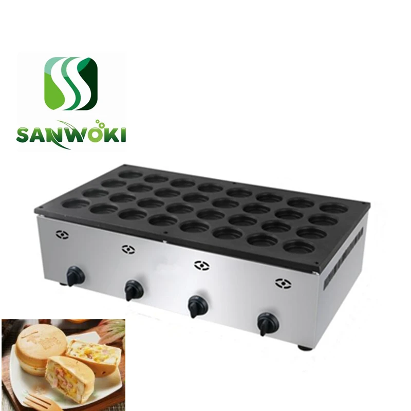 Газовая вафельница с 32 отверстиями красная фасоль пирог Тайвань в форме колес